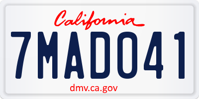 CA license plate 7MAD041