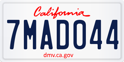 CA license plate 7MAD044
