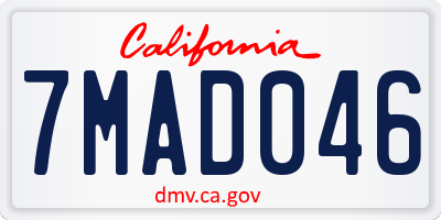 CA license plate 7MAD046