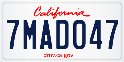 CA license plate 7MAD047