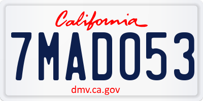 CA license plate 7MAD053