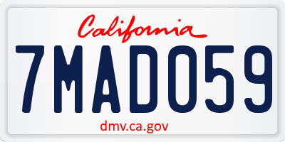 CA license plate 7MAD059