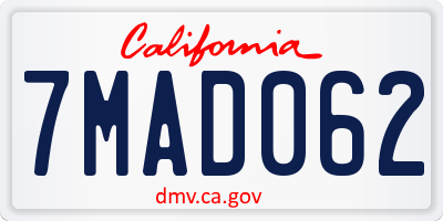 CA license plate 7MAD062