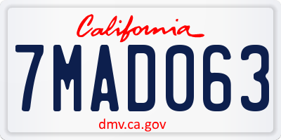 CA license plate 7MAD063