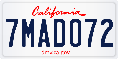CA license plate 7MAD072