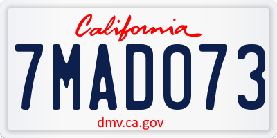 CA license plate 7MAD073