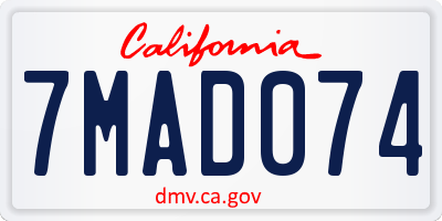 CA license plate 7MAD074