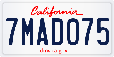 CA license plate 7MAD075