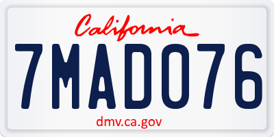 CA license plate 7MAD076
