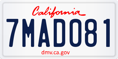 CA license plate 7MAD081