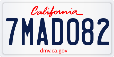CA license plate 7MAD082