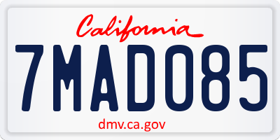 CA license plate 7MAD085