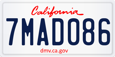 CA license plate 7MAD086