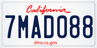 CA license plate 7MAD088