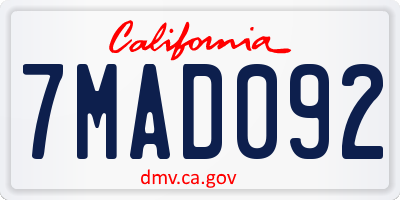 CA license plate 7MAD092