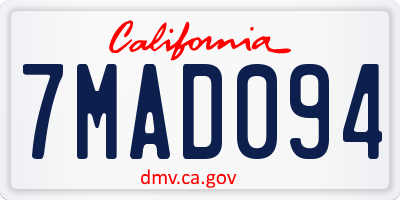CA license plate 7MAD094