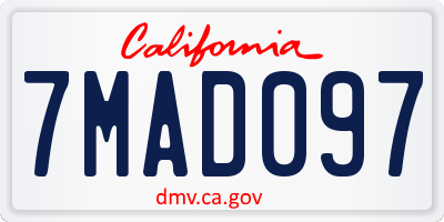 CA license plate 7MAD097