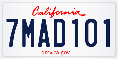 CA license plate 7MAD101