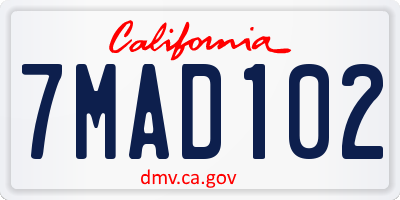 CA license plate 7MAD102