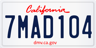 CA license plate 7MAD104