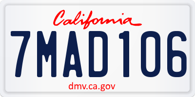 CA license plate 7MAD106