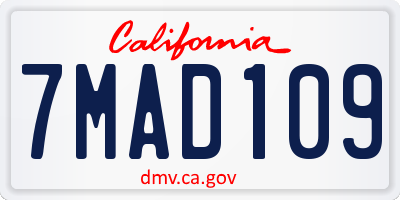 CA license plate 7MAD109