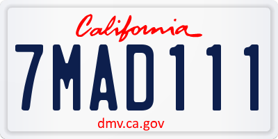 CA license plate 7MAD111