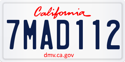 CA license plate 7MAD112