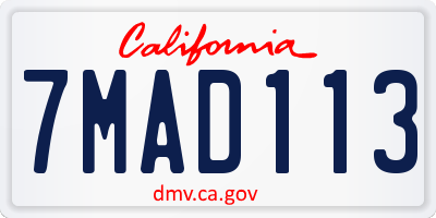 CA license plate 7MAD113