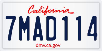 CA license plate 7MAD114