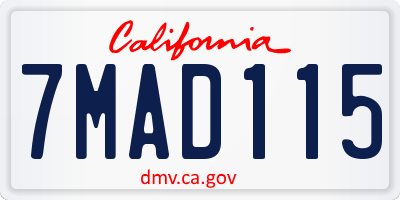 CA license plate 7MAD115