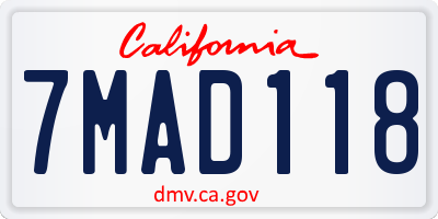 CA license plate 7MAD118