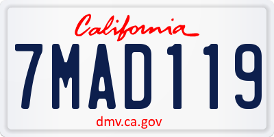 CA license plate 7MAD119