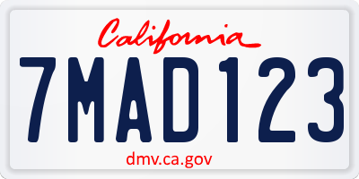 CA license plate 7MAD123