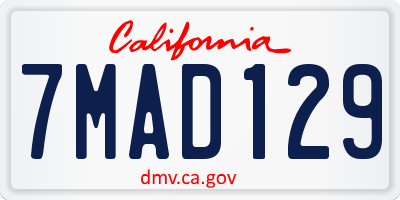 CA license plate 7MAD129