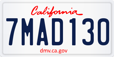 CA license plate 7MAD130
