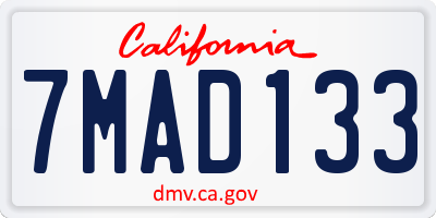 CA license plate 7MAD133