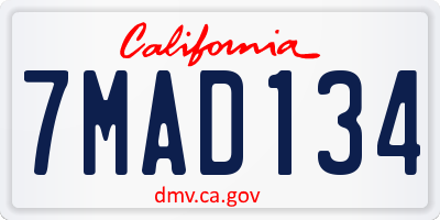 CA license plate 7MAD134