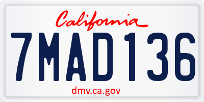 CA license plate 7MAD136