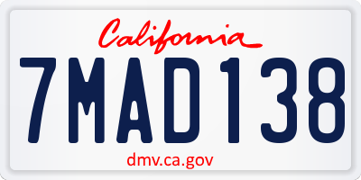 CA license plate 7MAD138