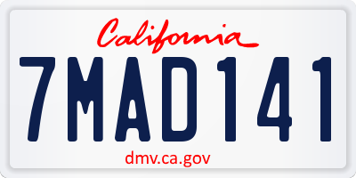 CA license plate 7MAD141