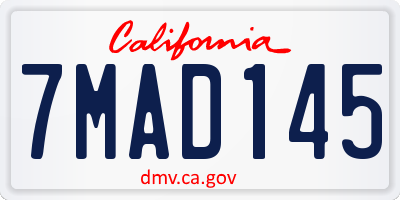 CA license plate 7MAD145