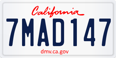 CA license plate 7MAD147