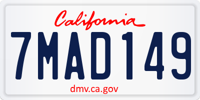 CA license plate 7MAD149