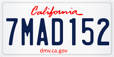 CA license plate 7MAD152
