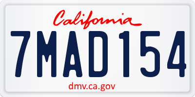 CA license plate 7MAD154