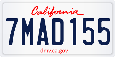 CA license plate 7MAD155