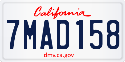 CA license plate 7MAD158