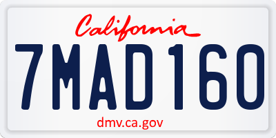 CA license plate 7MAD160