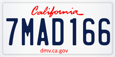 CA license plate 7MAD166